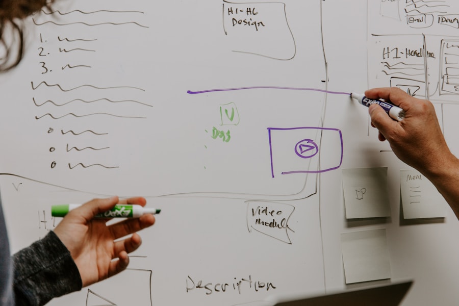 Équipe marketing en réflexion dans un espace de travail moderne.